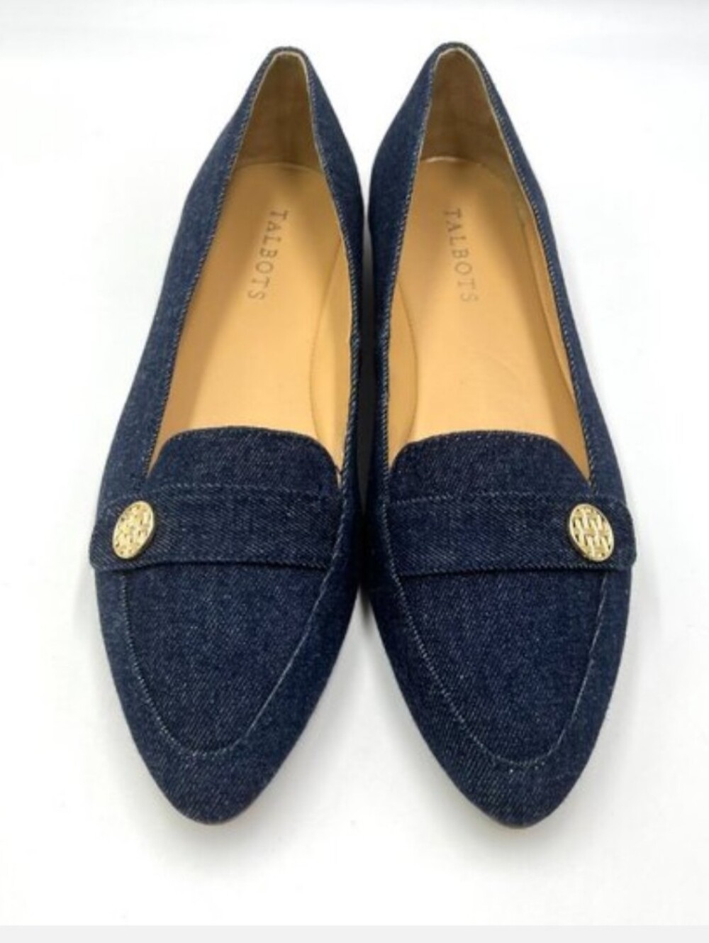 Talbots blue denim Ballet Flat/ Driving moccasins Francesca Tab size 9AA(Narrow)